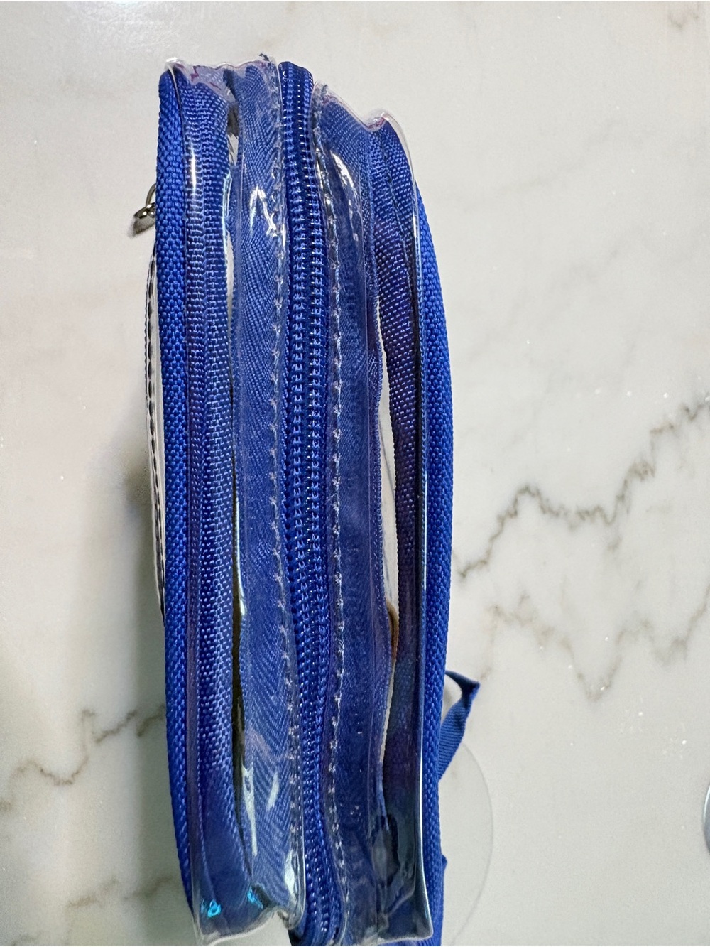 Transparent Jelly Bag |Clear Stadium/Event Crossbody Bag – Blue Trim - Picture 3 of 4
